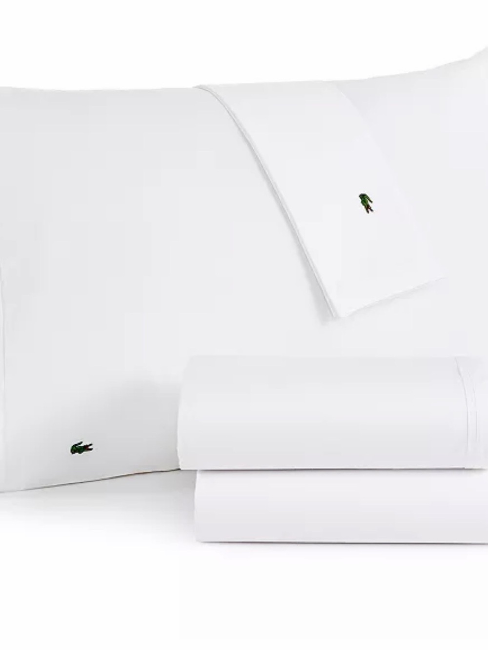 Lacoste White %100Cotton Percale 4pc Sheet Set King sheet set white